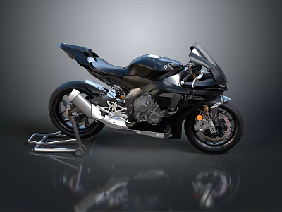 Black Sport Motorcycle With Aerodynamic Body Sleek Design And High Performance Features 3d model