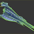 Futuristic Blue Cosmic Spacecraft With Aerodynamic Structure And Textured Surface