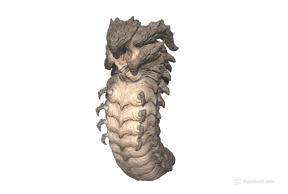 Game Movie Fantasy Creature Character with rough textured skin spiked back and curved body design 3d model 
