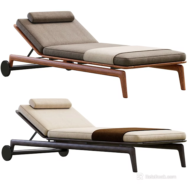 Modern Lounge Chair Design With Wooden Frame And Upholstered Beige Brown Seats 3d model 
