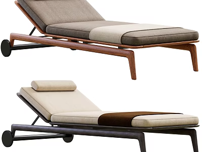 Modern Lounge Chair Design With Wooden Frame And Upholstered Beige Brown Seats 3d model