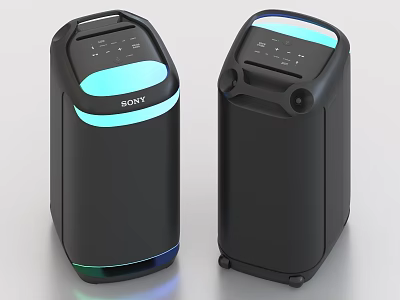 Sony Black Stereo Speakers With Blue LED Lights And Modern Design 3d model