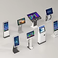 Public Facilities Featuring Standing Touchscreen Kiosks With Various Designs And Displays 3d model