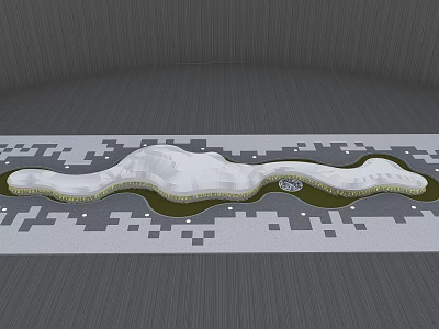 Curved Modern Landscape Seating Design With Geometric Paving And Lighting Accents 3d model