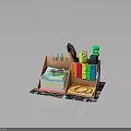 Practical Office Supplies Organizer With Colorful Sticky Notes Paper Clips Scissors Tape And Notebook Pads