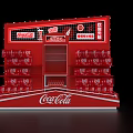 Red Coca Cola Beverage Display Shelf With Multiple Layers And Logos