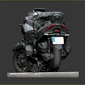 Modern Dark Teal Scooter Motorcycle On Display Platform With Gray Background 3d model