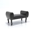 Black Leather Chaise Lounge With Armrests And Wooden Legs For Living Room Furniture