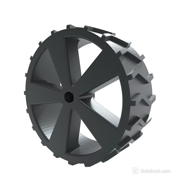 Black Plastic Wheel With Spokes And Lugged Edge 3d model 