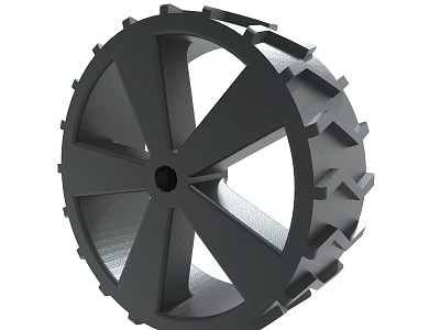 Black Plastic Wheel With Spokes And Lugged Edge 3d model