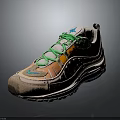 Nike Air Max Sneakers With Beige Orange Blue Upper Green Laces And Air Cushion Sole