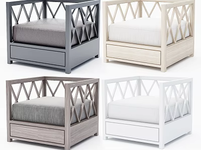 Modern Single Sofa With Diamond Lattice Frame Storage Drawer And Various Colors 3d model