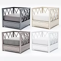 Modern Single Sofa With Diamond Lattice Frame Storage Drawer And Various Colors