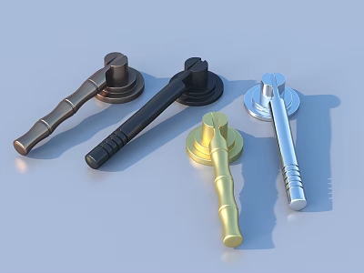 Elegant Living Products Cabinet Knobs in Gold Silver Black and Brown Metal Materials for Furniture 3d model