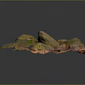 Natural Stone And Wood Decorative Pieces With Green Moss And Textures
