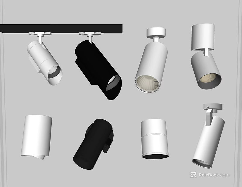 Various Modern Downlights And Spotlights In Black And White Color Options For Home Lighting 3d model 