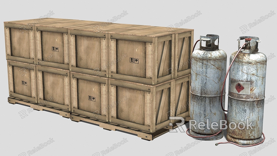 Gas Tank Refueling Tank Propane Wooden Crate Crate Container Container model