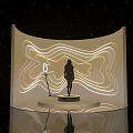 Starry Background Photo Check-in Spot With Wavy Lights Ring Light And Reflective Floor