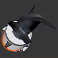 Futuristic Sci Fi Shark Head Model With Helmet Like Gear Purple White And Orange Accents