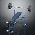 Sturdy Home Gym Weight Bench With Blue Frame Black Pad And Barbell