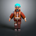 Cartoon Character With Brown Jacket Multiple Pockets Utility Belt And Everyday Life Items Practical Design