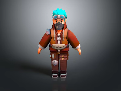 Cartoon Character With Brown Jacket Multiple Pockets Utility Belt And Everyday Life Items Practical Design 3d model
