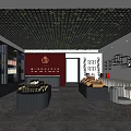Modern Tobacco and Liquor Store Interior With Wine Shelves Tobacco Displays and Decorative Ceiling