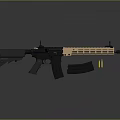 Modern Tactical Rifle with Black and Brown Body Design Displayed with Bullets