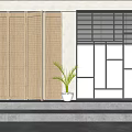 Wooden And Black Window Blinds For Modern Exterior Home Design With Glass Panels