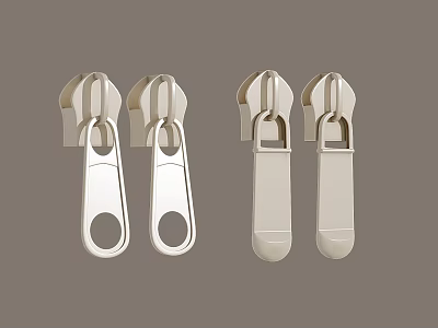 Stainless Steel Zipper Sliders Set Of Two Pairs With Minimalist Design 3d model