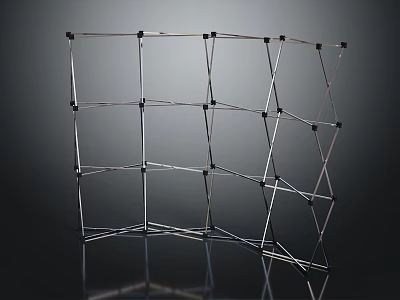 3D Geometric Wire Frame Structure With Metal Lines And Interconnected Nodes 3d model