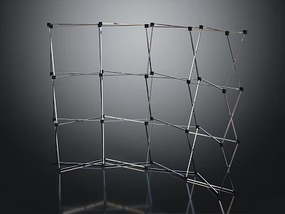 3D Geometric Wire Frame Structure With Metal Lines And Interconnected Nodes 3d model