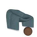 Modern Gray Fabric Lounge Chair With Curved Design And Wooden Decorative Ball
