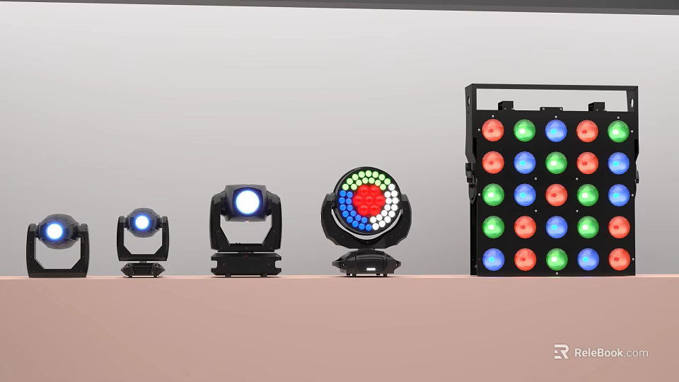Stage Lighting Equipment With Moving Head Par Lights And Colorful LED Panels 3d model 