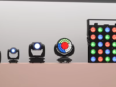 Stage Lighting Equipment With Moving Head Par Lights And Colorful LED Panels 3d model