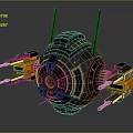 Futuristic Spherical Mechanical Device With Black Orange Design Antennas And Blue Displays