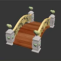Elegant Wooden Bridge With White Ornate Railings And Golden Heart Decorations