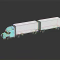 Light Blue Utility Truck With Two White Containers And Reflective Surface