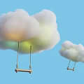 Soft White Cloud Swings Hanging In Pastel Blue Sky Background