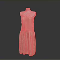 Beige Strapless Linen Dress with Pleated Design on White Mannequin and Simple Style