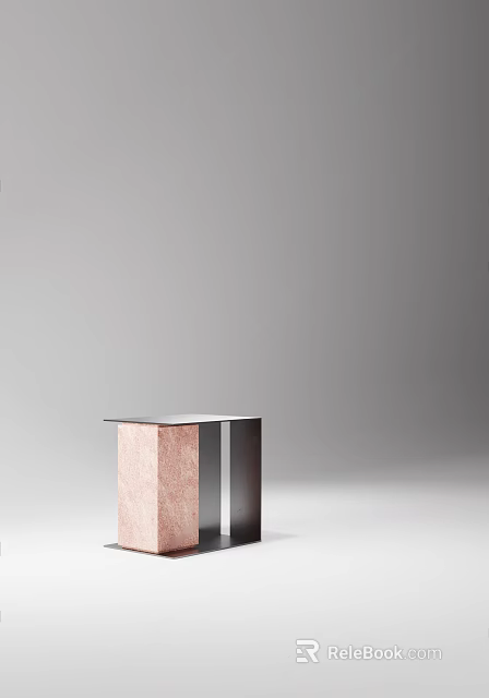Modern Minimalist Stool With Marble Seat And Metal Frame For Contemporary Living Spaces 3d model 