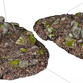 Natural Stone And Wood Decorative Elements With Mossy Texture And Organic Design
