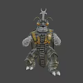 Insect Like Fantasy Game Character With Yellow Eyes Antennae And Armored Striped Body