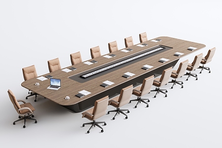 Modern Conference Table and Chair 3d model