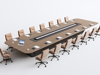 Modern Conference Table and Chair 3d model