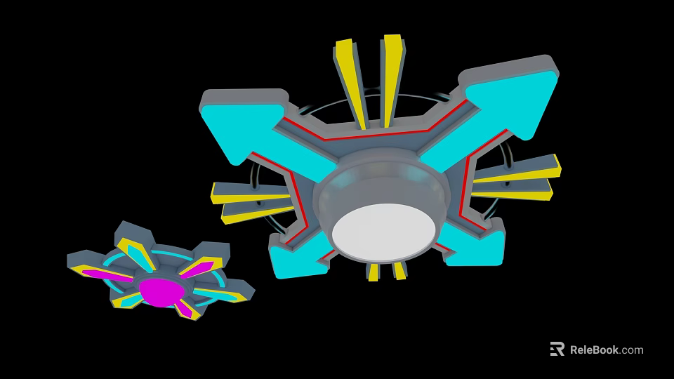 Modern 3D Colorful Ceiling Design With Arrow Shaped Structures And Central Circular Part 3d model