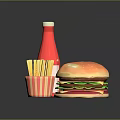 Delicious Hamburger with French Fries and Red Soda on Checkered Napkin
