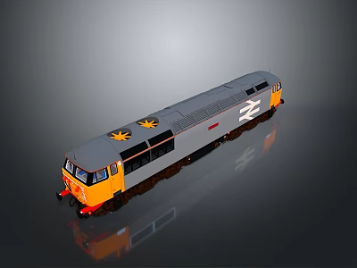 Gray And Yellow Model Train With Z Logo On Black Background 3d model