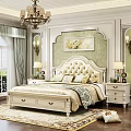 European background double bed 3d model