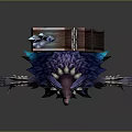 Mythical Horned Character In Elaborate Blue Purple Cloak With Glowing Weapon